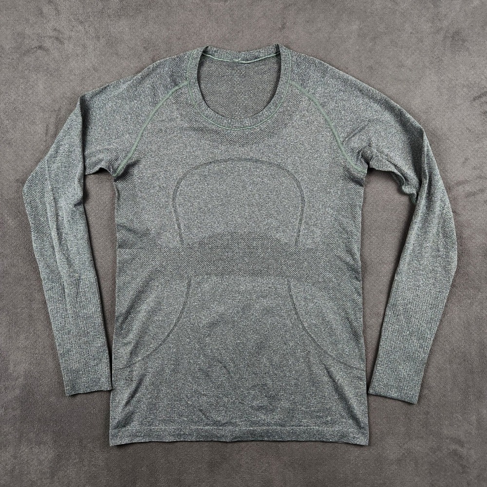 Lululemon Swiftly Tech Shirt Womens 10 Slate Gray Heather Long Sleeve Thumbholes - Picture 1 of 7